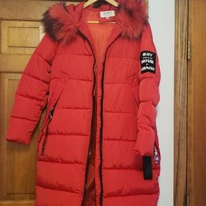 Xuey Uge Red long Parka NWT